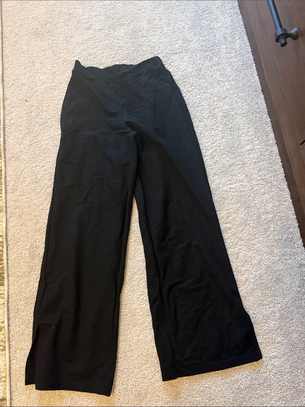 Mango Wide-Leg Knit Pants in Black